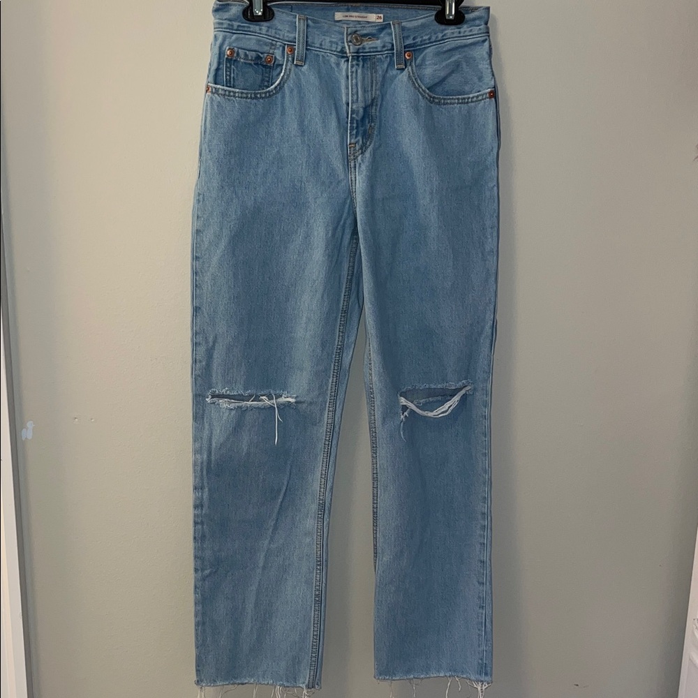 Levis Low Pro Straight Distressed Jeans 26